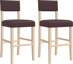 vidaXL - Barstoelen - 2 - st - massief - rubberhout - en - kunstleer