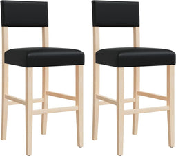 vidaXL - Barstoelen - 2 - st - massief - rubberhout - en - kunstleer