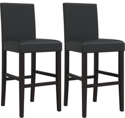 vidaXL - Barstoelen - 2 - st - massief - rubberhout - en - kunstleer