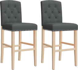 vidaXL - Barstoelen - 2 - st - massief - rubberhout - en - stof