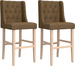 vidaXL - Barstoelen - 2 - st - massief - rubberhout - en - stof