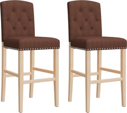 vidaXL - Barstoelen - 2 - st - massief - rubberhout - en - stof