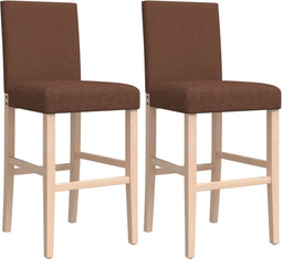 vidaXL - Barstoelen - 2 - st - massief - rubberhout - en - stof