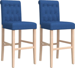 vidaXL - Barstoelen - 2 - st - massief - rubberhout - en - stof