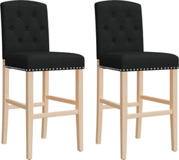 vidaXL - Barstoelen - 2 - st - massief - rubberhout - en - stof
