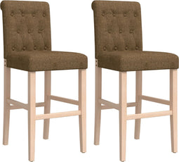 vidaXL - Barstoelen - 2 - st - massief - rubberhout - en - stof