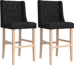 vidaXL - Barstoelen - 2 - st - massief - rubberhout - en - stof