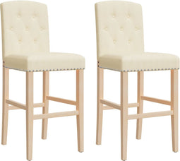 vidaXL - Barstoelen - 2 - st - massief - rubberhout - en - stof