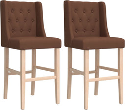vidaXL - Barstoelen - 2 - st - massief - rubberhout - en - stof