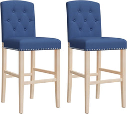 vidaXL - Barstoelen - 2 - st - massief - rubberhout - en - stof