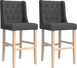 vidaXL - Barstoelen - 2 - st - massief - rubberhout - en - stof