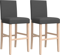 vidaXL - Barstoelen - 2 - st - massief - rubberhout - en - stof