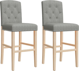 vidaXL - Barstoelen - 2 - st - massief - rubberhout - en - stof