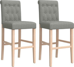 vidaXL - Barstoelen - 2 - st - massief - rubberhout - en - stof