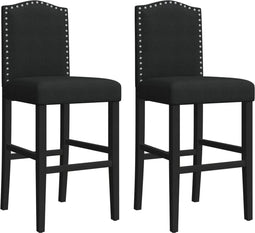 vidaXL - Barstoelen - 2 - st - massief - rubberhout - en - stof