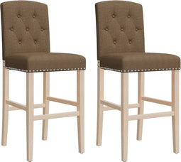 vidaXL - Barstoelen - 2 - st - massief - rubberhout - en - stof