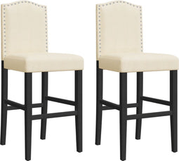 vidaXL - Barstoelen - 2 - st - massief - rubberhout - en - stof
