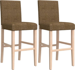 vidaXL - Barstoelen - 2 - st - massief - rubberhout - en - stof
