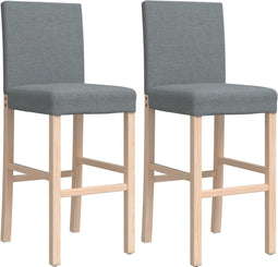 vidaXL - Barstoelen - 2 - st - massief - rubberhout - en - stof
