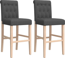 vidaXL - Barstoelen - 2 - st - massief - rubberhout - en - stof