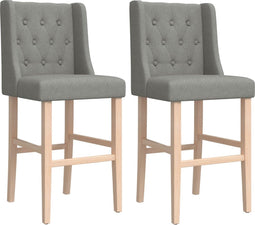 vidaXL - Barstoelen - 2 - st - massief - rubberhout - en - stof