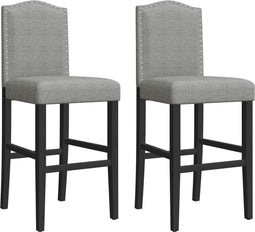 vidaXL - Barstoelen - 2 - st - massief - rubberhout - en - stof