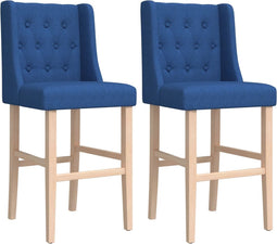 vidaXL - Barstoelen - 2 - st - massief - rubberhout - en - stof