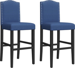 vidaXL - Barstoelen - 2 - st - massief - rubberhout - en - stof