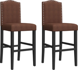 vidaXL - Barstoelen - 2 - st - massief - rubberhout - en - stof