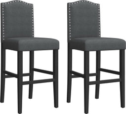 vidaXL - Barstoelen - 2 - st - massief - rubberhout - en - stof