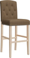 vidaXL - Barstoelen - 2 - st - massief - rubberhout - en - stof