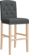 vidaXL - Barstoelen - 2 - st - massief - rubberhout - en - stof