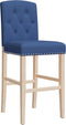 vidaXL - Barstoelen - 2 - st - massief - rubberhout - en - stof