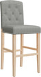 vidaXL - Barstoelen - 2 - st - massief - rubberhout - en - stof