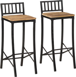 vidaXL - Barstoelen - 2 - st - massief - ruw - mangohout