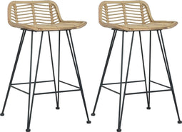 vidaXL - Barstoelen - 2 - st - natuurlijk - rattan