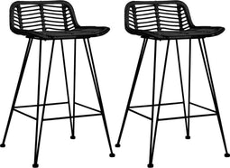 vidaXL - Barstoelen - 2 - st - rattan - zwart