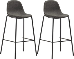 vidaXL - Barstoelen - 2 - st - stof - donkergrijs