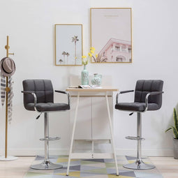 vidaXL - Barstoelen - 2 - st - stof - donkergrijs