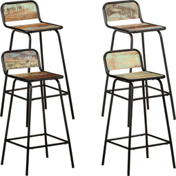 vidaXL - Barstoelen - 4 - st - massief - gerecycled - hout