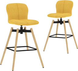 vidaXL - Barstoelen - draaibaar - 2 - st - stof - geel