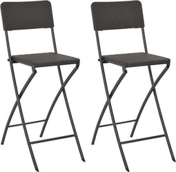 vidaXL - Barstoelen - inklapbaar - 2 - st - rattan - look - HDPE - en - staal - bruin