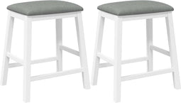 vidaXL - Barstoelen - met - kussens - 2 - st - massief - hout - rubber - wit