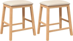 vidaXL - Barstoelen - met - kussens - 2 - st - massief - hout - rubber
