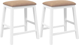 vidaXL - Barstoelen - met - kussens - 2 - st - massief - hout - rubber - wit
