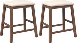 vidaXL - Barstoelen - met - kussens - 2 - st - massief - hout - rubber - bruin