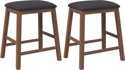 vidaXL - Barstoelen - met - kussens - 2 - st - massief - hout - rubber - bruin