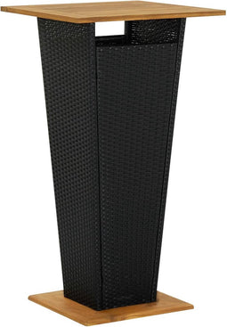vidaXL - Bartafel - 60x60x110 - cm - poly - rattan - en - massief - acaciahout - zwart
