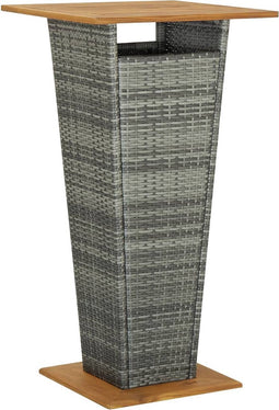 vidaXL - Bartafel - 60x60x110 - cm - poly - rattan - en - massief - acaciahout - grijs