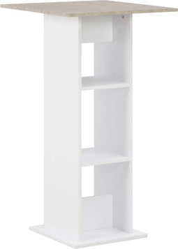 vidaXL - Bartafel - 60x60x110 - cm - wit - en - betonkleurig